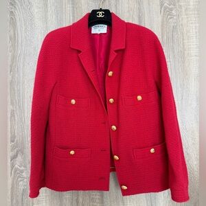 Vintage CHANEL Red Bouclé Wool Jacket – Collection 19